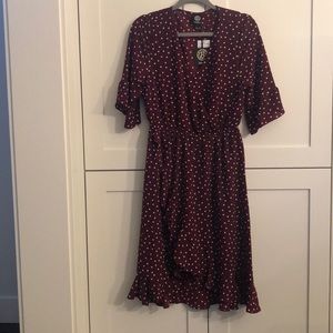 New Bobeau polka dot wrap dress